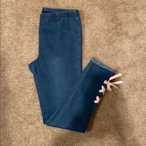 Girl’s Calzedonia Denim Leggings w. Pink Ribbon